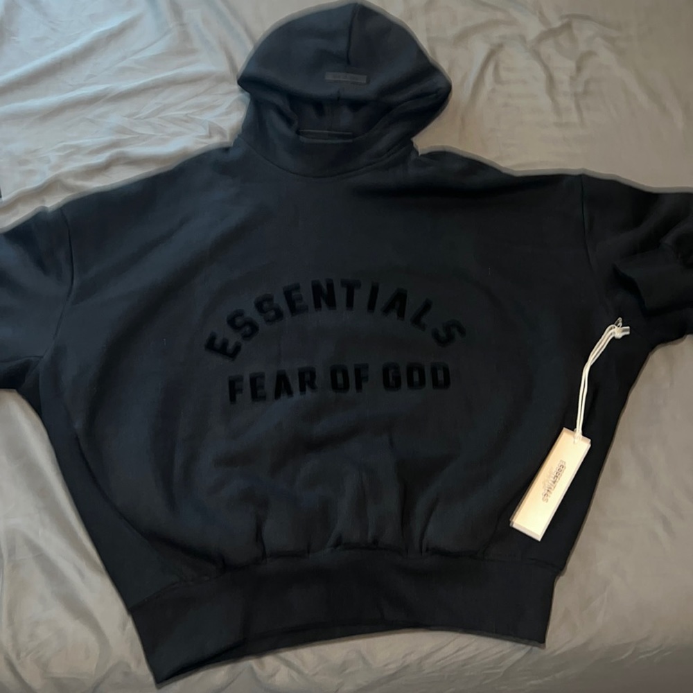 MEN small black essential fear of god hoodie